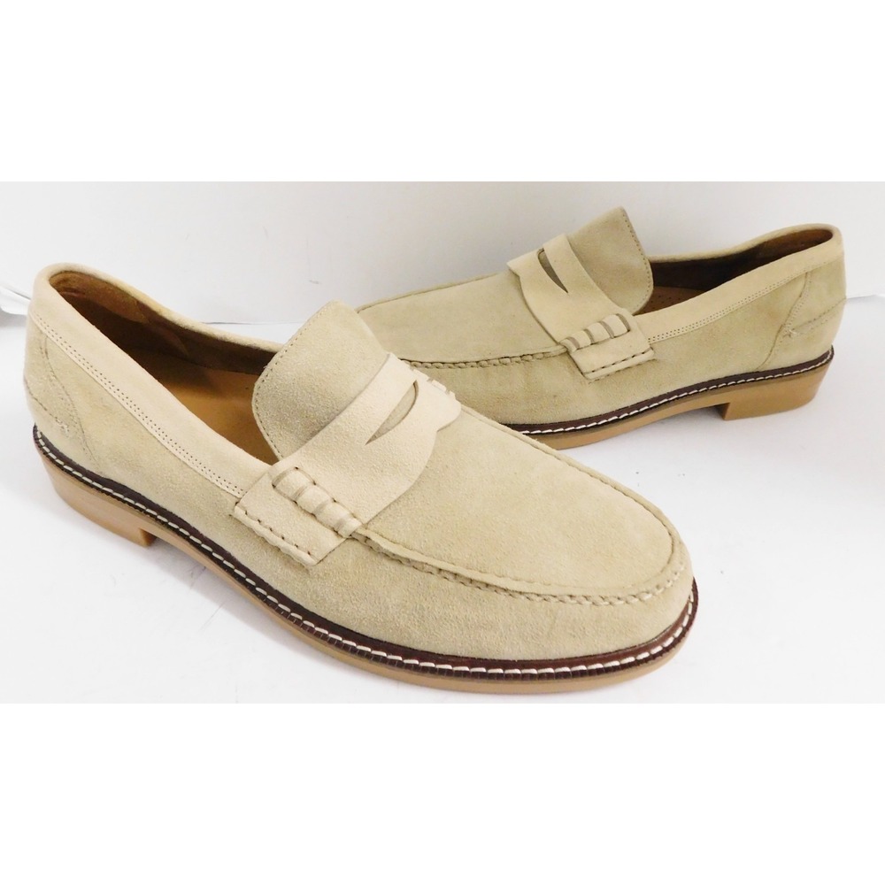 Cole Haan Pinch Penny Loafers Beige Suede Leather $160rt Mens sz 9 M NEW